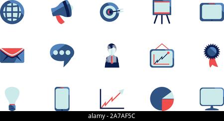 Soziale Medien und Technologie icon Pack Set, Hochwertige Sorte Symbole Vector Illustration Stock Vektor