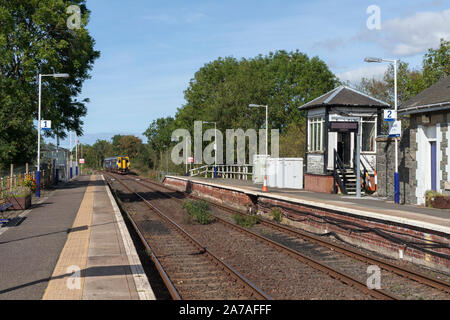 Abellio scotrail Klasse 156 Sprinter Zug 156457 bei barrhill Bahnhof (Stranraer, Ayrshire, Schottland) Stockfoto