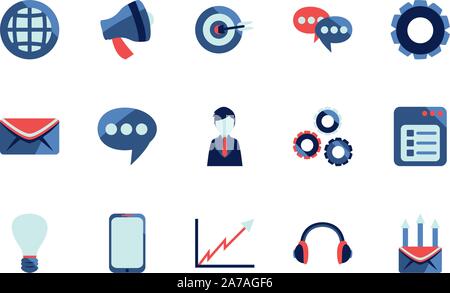 Soziale Medien und Technologie icon Pack Set, Hochwertige Sorte Symbole Vector Illustration Stock Vektor
