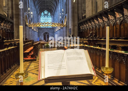 Innere, Innen, Hereford Cathedral, Hereford, Kathedrale, Grafschaft, Stadt, in, England, Englisch, in der Nähe von, Wales, Welsh, Grenze, Herefordshire, UK, GB, Großbritannien, Britische Stockfoto