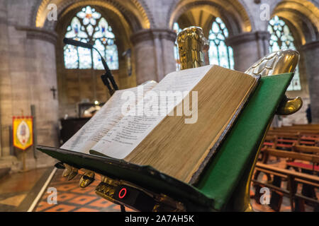 Rednerpult, Interieur, Innen, Hereford Cathedral, Hereford, Kathedrale, Grafschaft, Stadt, in, England, Englisch, in der Nähe von, Wales, Welsh, Grenze, Herefordshire, UK, Großbritannien, Britische Stockfoto