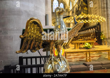 Rednerpult, Interieur, Innen, Hereford Cathedral, Hereford, Kathedrale, Grafschaft, Stadt, in, England, Englisch, in der Nähe von, Wales, Welsh, Grenze, Herefordshire, UK, Großbritannien, Britische Stockfoto