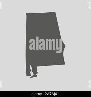 Schwarze Karte des Staates Alabama - Vector Illustration. Einfache flache Karte Bundesstaat Alabama. Stock Vektor