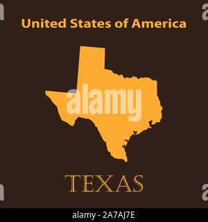 Orange Karte des Staates Texas-Vector Illustration. Einfache flache Karte Texas. Stock Vektor