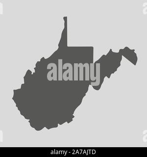Schwarze Karte des Staates West Virginia - Vector Illustration. Einfache flache Karte Bundesstaat West Virginia. Stock Vektor