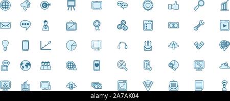 Soziale Medien und Technologie icon Pack Set, Hochwertige Sorte Symbole Vector Illustration Stock Vektor