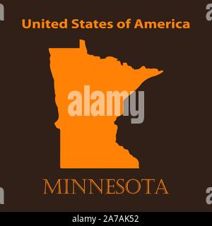 Orange Minnesota map-Vector Illustration. Einfache flache Karte von Minnesota auf braunem Grund. Stock Vektor
