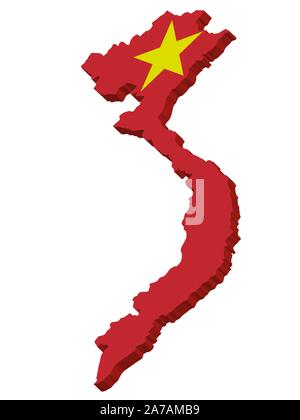 3D-Flagge Landkarte von Vietnam offiziell der Sozialistischen Republik Vietnam. Vector Illustration eps 10. Stock Vektor