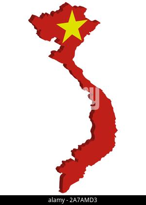 3D-Flagge Landkarte von Vietnam offiziell der Sozialistischen Republik Vietnam. Vector Illustration eps 10. Stock Vektor