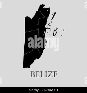 Schwarz Belize Karte auf hellgrauem Hintergrund. Schwarz Belize Karte - Vector Illustration. Stock Vektor