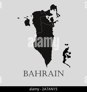 Schwarz Bahrain Karte auf hellgrauem Hintergrund. Schwarz Bahrain Karte - Vector Illustration. Stock Vektor