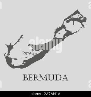 Schwarze Bermuda Karte auf hellgrauem Hintergrund. Schwarze Bermuda Karte - Vector Illustration. Stock Vektor