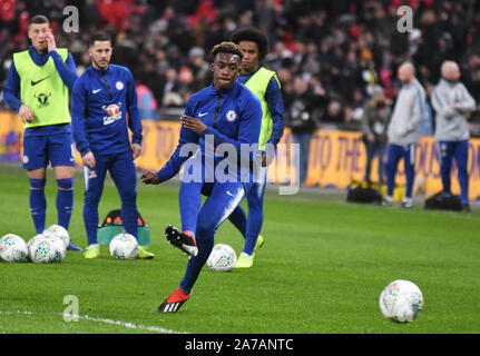 LONDON, ENGLAND - Januar 8, 2019: dargestellt, während der ersten Etappe der 2018/19 Carabao Cup Halbfinale zwischen FC Chelsea und Tottenham Hotspur im Wembley Stadion. Stockfoto