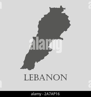 Einfachen grauen Libanon Karte auf hellgrauem Hintergrund. Grau Libanon Karte - Vector Illustration. Stock Vektor