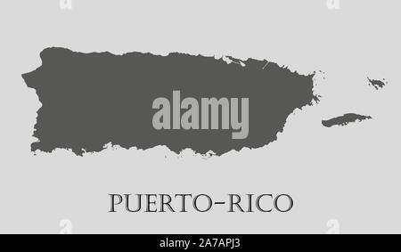 Grau Puerto-Rico Karte auf hellgrauem Hintergrund. Graue Karte Puerto-Rico-Vector Illustration. Stock Vektor