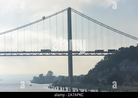 Pont de Tancarville über Seine, Fecamp, Normandie, Frankreich Stockfoto