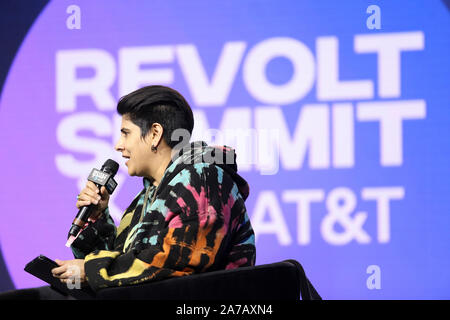 Ihre Leitung Panel Folgen mit Moj Mahdara an der Revolte Gipfel x AT&T LA am 25. Oktober 2019 im Magic Box in Los Angeles, Kalifornien. Stockfoto