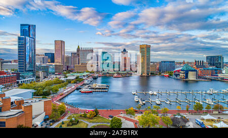 Baltimore, Maryland, USA Downtown Skyline Luftbild. Stockfoto