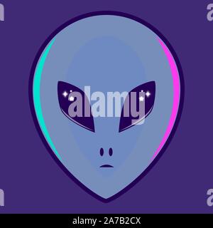 Alien Kopf mit Augen und Lichtreflexe Stock Vektor