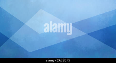 Blauer Hintergrund mit weißen Schichten von texturierten transparentes Dreieck Formen in geometrische Design Stockfoto