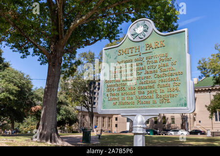 Jackson, MS/USA - Oktober 24, 2019: Smith Park historische Markierung in Downtown, Jackson, Mississippi Stockfoto