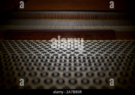 Schließen Sie wichtige Werkzeuge im Weben benutzt Webstuhl aufgerufen sind, Konzept weben traditionelle thailändische Fabric Stockfoto