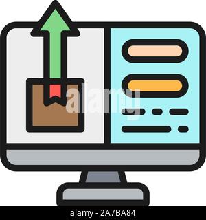 Konto mit Package Tracking, schnelle Lieferung flach Farbe Symbol. Stock Vektor