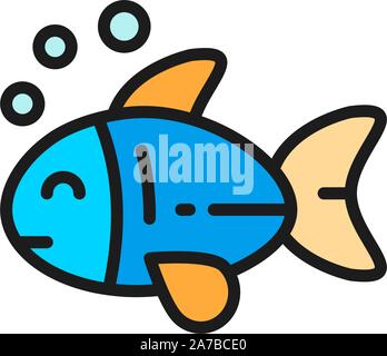Vektor Fisch, Haustier, Tier flachen Farbe Symbol. Stock Vektor