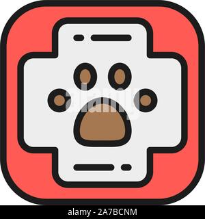 Erste Hilfe Kit für Tiere flachen Farbe Symbol. Stock Vektor