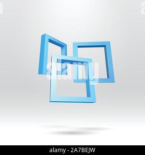 Drei blaue rechteckige 3D-Rahmen Stock Vektor