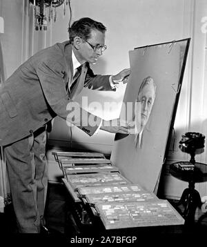 Dr. Estebon Valderrama Zeichnung Portrait von Präsident Franklin Roosevelt Ca. 1940 Stockfoto