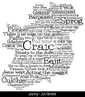Irland Karte von Irish slang Wörter im Vektorformat. Stock Vektor
