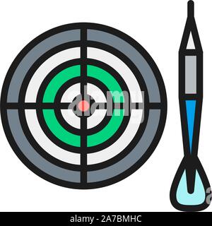 Dart flachbild Color Line Symbol. Auf weissem Hintergrund Stock Vektor