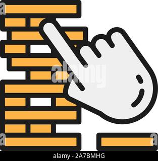 Jenga, Gesellschaftsspiele flachbild Color Line Symbol. Stock Vektor