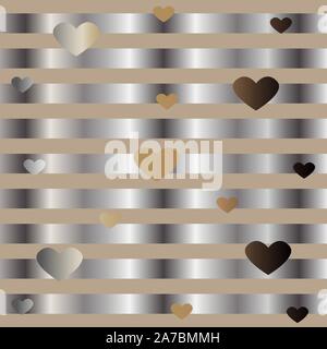 Süße Bunte nahtlose Muster mit goldenen Sternen und Herzen. Vector Illustration Stock Vektor