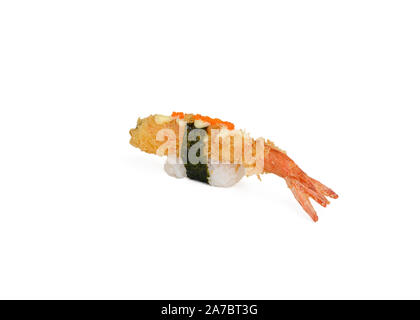 Fritierte Shrimp Tempura sushi Nigiri mit Semmelbröseln und Algen Stockfoto