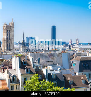 Paris, Montparnasse, Turm, Antenne, Ansicht, Skyline, Dächer, Panorama, Gebäude, Dachterrasse, Panoramablick, Pantheon, charmant, Street, Fassade, typisch, geometr Stockfoto
