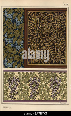 Glycin in Jugendstil Muster für Tapeten, Bordüren und Holzschnitzerei. Durch A. Poidevin mit Pochoir (Schablone) handcoloring aus Eugene Grasset's "Pflanzen und ihre Anwendung zu Ornament", Paris, 1897 Lithographie. Eugene Grasset (1841-1917) war ein Schweizer Künstler, dessen innovative Designs der "Art Nouveau"-Bewegung am Ende des 19. Jahrhunderts inspiriert. Stockfoto