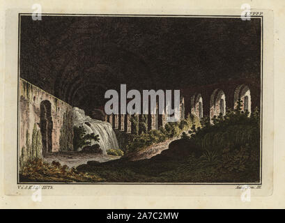 Villa des Gaius Cilnius Maecenas im Tivoli. Papierkörbe Kupferstich von K. Ponheimer von Robert von Spalart's 'historisches Bild der Kostüme der wichtigsten Menschen der Antike und des Mittelalters, 'Chez Collignon, Metz, 1810. Stockfoto