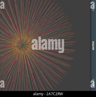 3d-abstrakte Sphäre. Array mit dynamischen Partikeln. Moderne Wissenschaft und Technologie Element. Vector Illustration. Stock Vektor