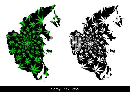 Khanh Hoa Provinz (Sozialistische Republik Vietnam, Unterteilungen von Vietnam) Karte cannabis Blatt grün und schwarz ausgelegt ist, Tinh Khanh Hoa Karte von gemacht Stock Vektor