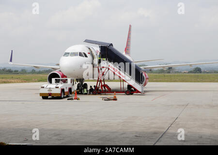 Batik Luft, der Airbus A320-Serie im Aji Pangeran Tumenggung Pranoto Flughafen, Samarinda, Ost Borneo, Indonesien Stockfoto