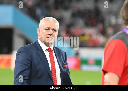 Wales Trainer Warren Gatland nach dem Rugby World Cup 2019 Bronze Finale zwischen Neuseeland und Wales auf der Tokyo Stadion in Tokio, Japan, am 1. November 2019. Foto von Tadashi Miyamoto Stockfoto