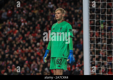 30. Oktober 2019, Liverpool, Liverpool, England; Carabao Schale, Liverpool V Arsenal: Caoimhin Kelleher (62) von Liverpool während des Spiels Credit: Mark Cosgrove/News Bilder Stockfoto