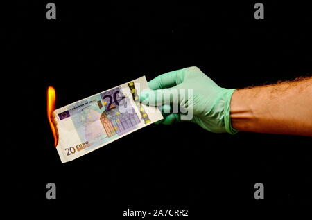 Europäische Euro Banknote Geld Währung und Rechten Stockfoto