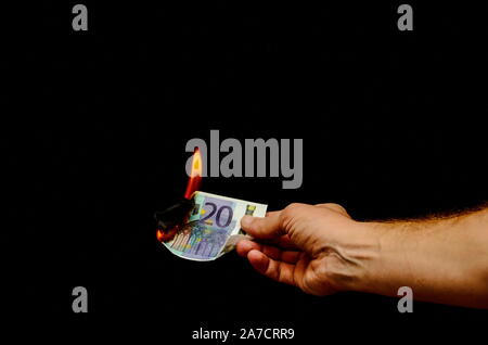 Europäische Euro Banknote Geld Währung und Rechten Stockfoto