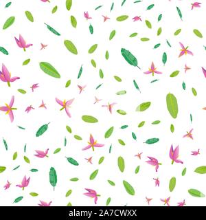 Cute nahtlose Muster mit cartoon Blüten und Blätter von Bananen Stock Vektor