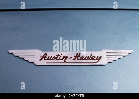 Abzeichen Emblem von einem Austin Healey 3000 classic car Stockfoto