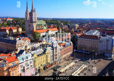 Kroatien, Zagreb, Luftaufnahme, Josip Jelacic, Stockfoto