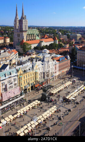 Kroatien, Zagreb, Luftaufnahme, Josip Jelacic, Stockfoto